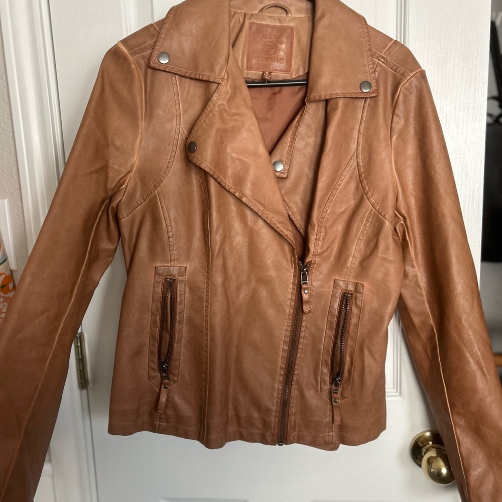Max Studio Camel Leather Jacket